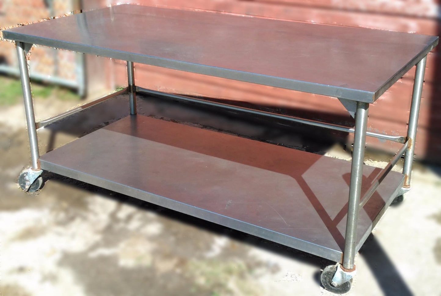 STAINLESS STEEL CART PREP TABLE WHEELS Under TRAY 72wx36dx35h LAB KITCHEN VET