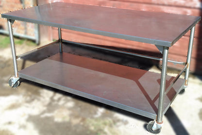 STAINLESS STEEL CART PREP TABLE WHEELS Under TRAY 72wx36dx35h LAB KITCHEN VET