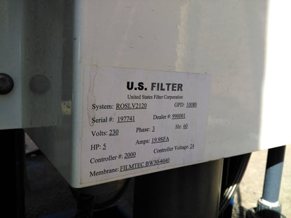 U. S. FILTER REVERSE OSMOSIS COMMERCIAL INDUSTRIAL 3 PHASE GDP10080 ULTRAVIOLET