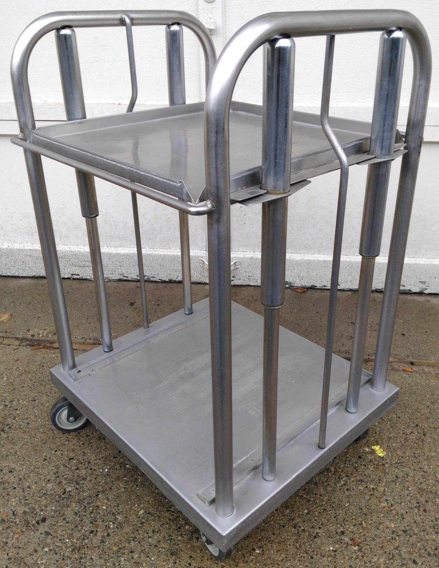 Commercial Kitchen Restaurant Pneumatic Stain Steel Tray Dispenser Cart 23x38x23