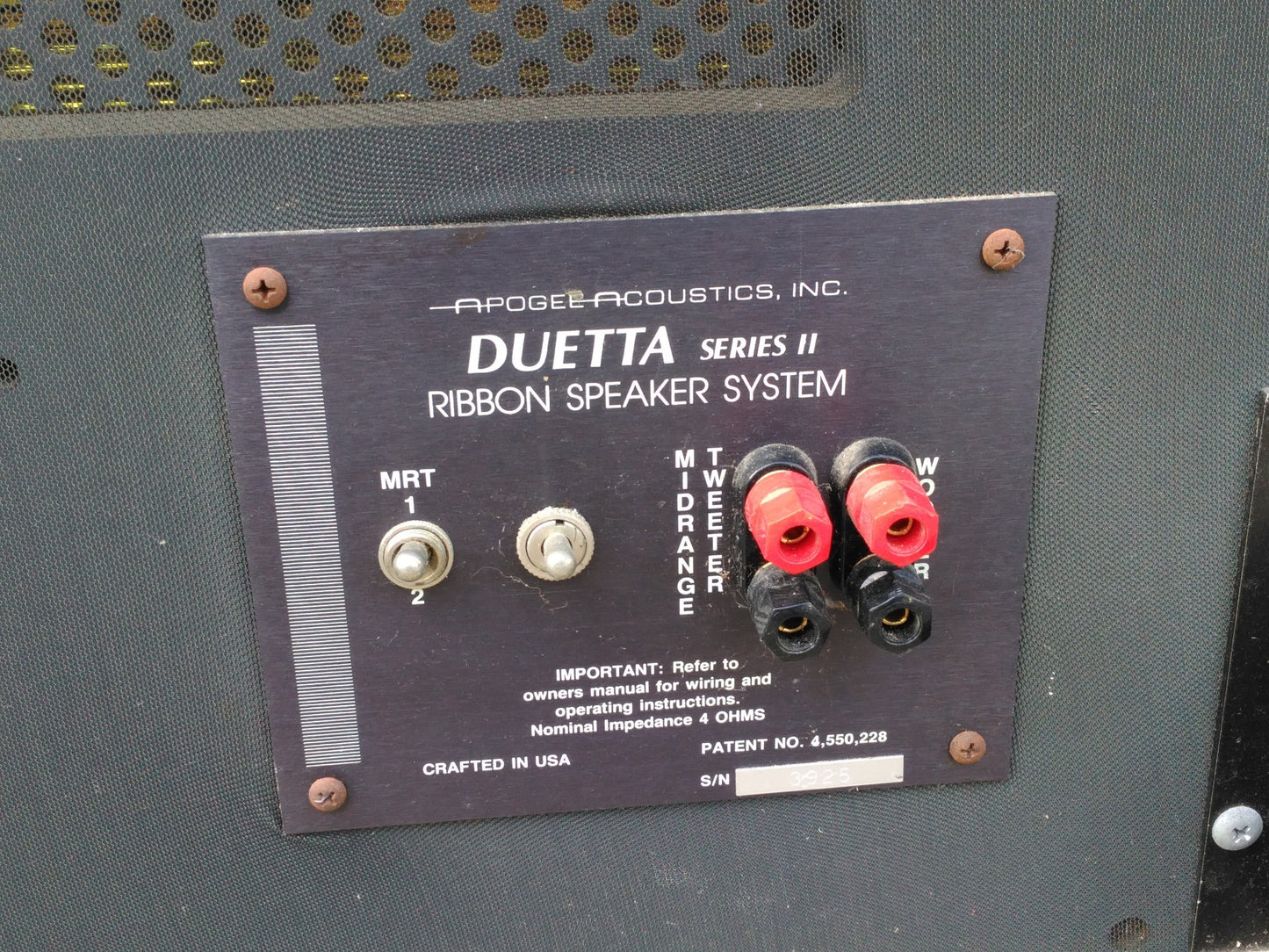 Rare Listing: APOGEE ACOUSTICS DUETTA SERIES II RIBBON SPEAKER SYSTEM 2 SPEAKERS