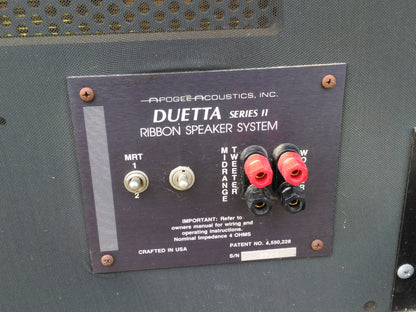 Rare Listing: APOGEE ACOUSTICS DUETTA SERIES II RIBBON SPEAKER SYSTEM 2 SPEAKERS