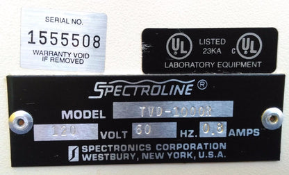 SPECTROLINE UV WHITE LIGHT BI-O-VISION TRANSILLUMINATOR TVD-1000R COMPLETE COVER