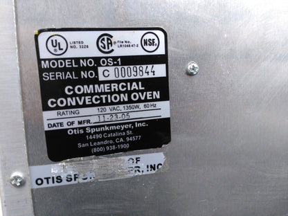 BOX OTIS SPUNKMEYER OS-1 Convection Cookie Oven