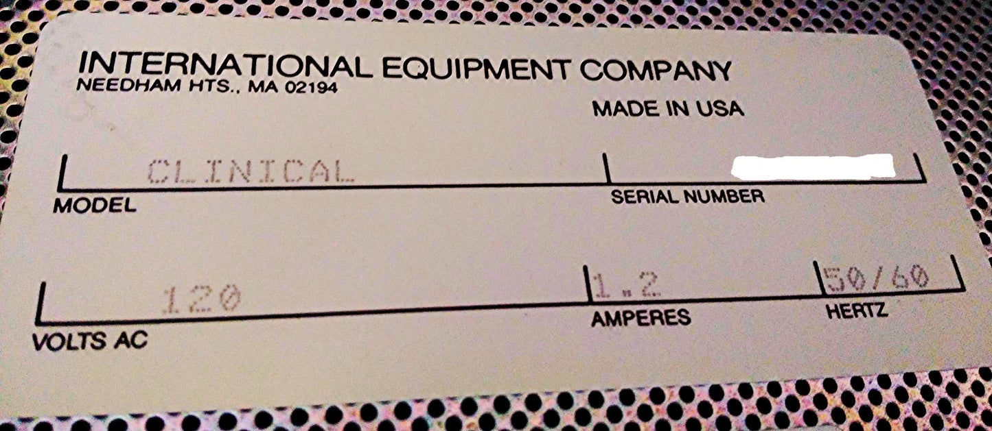 INTERNATIONAL EQUIPMENT COMPANY IEC CLINICAL CENTRIFUGE 215 ROTOR TUBES PERFECT