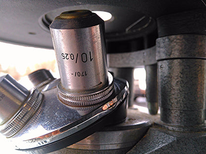 LEITZ INVERTED MICROSCOPE 3 Objectives 10 / 3.5 / 6 Binocular Stage Power Supply