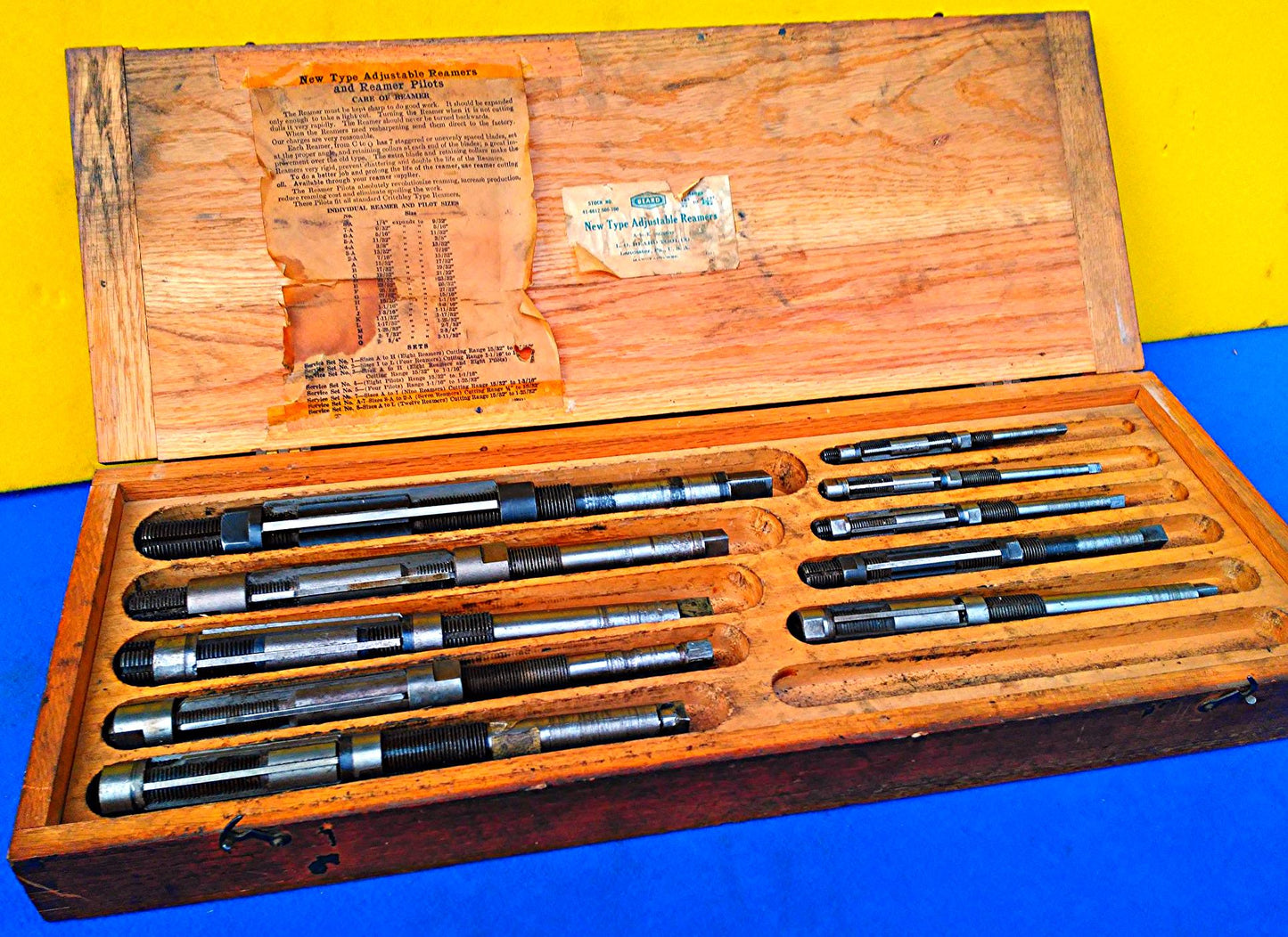 BEARD NEW TYPE ADJUSTABLE SET OF REAMER REAMERS A to K one is missing