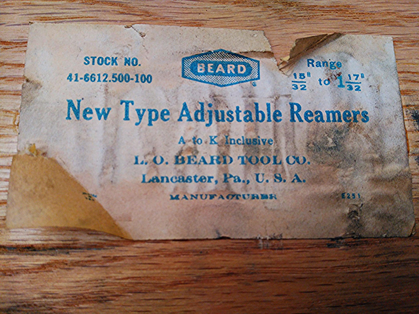 BEARD NEW TYPE ADJUSTABLE SET OF REAMER REAMERS A to K one is missing