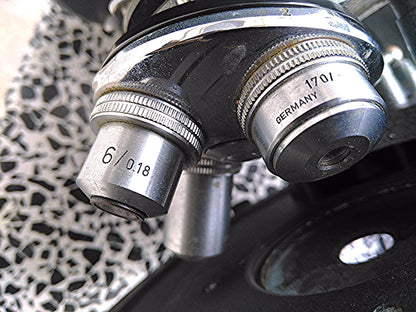 LEITZ INVERTED MICROSCOPE 3 Objectives 10 / 3.5 / 6 Binocular Stage Power Supply