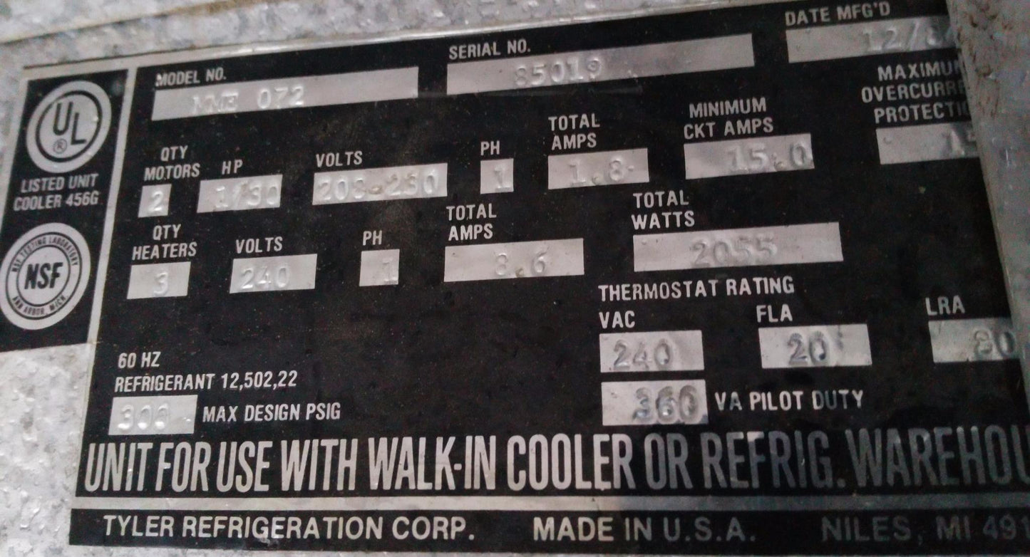 REFURBISHED MASTER BILT STANDEX BCLZ0150C 3PH EVAPORATOR BLOWER WALK-IN COOLER