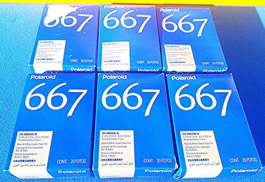 6 POLAROID B&W FILM 667 BRAND NEW OLD STOCK INSIDE ORIGINAL BOX EXPIRED 2009