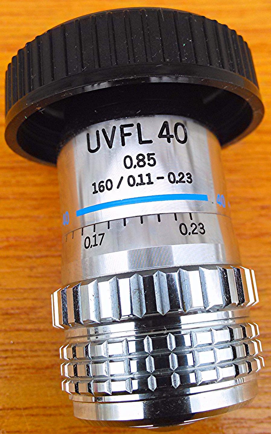 OLYMPUS UVFL 40x 0.85 DRY 160 COLLAR FLUORITE FLUORESCENT MICROSCOPE OBJECTIVE L