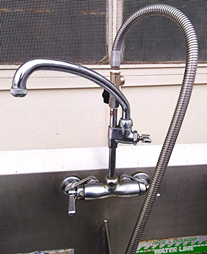 ELKAY 3 BOWL WASH RINSE SANITIZE STEEL COMMERCIALSINK 57w X 27.5d X 36"h FAUCET