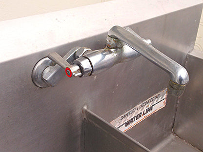 ELKAY 3 BOWL WASH RINSE SANITIZE STEEL COMMERCIALSINK 57w X 27.5d X 36"h FAUCET