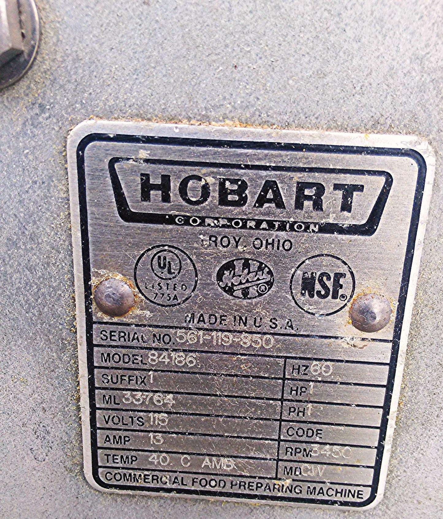 HOBART BUFFALO MODEL 84186 COMMERCIAL KITCHEN VEGETABLE MEAT FOOD CUTTER CHOPPER