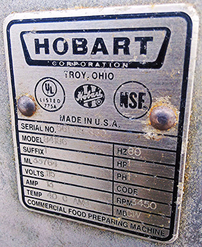 HOBART BUFFALO MODEL 84186 COMMERCIAL KITCHEN VEGETABLE MEAT FOOD CUTTER CHOPPER