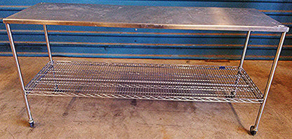 NEXEL STAINLESS STEEL PREP TABLE SHELF ON WHEELS 6ftw x 24"d x 35h KITCHEN RESTA