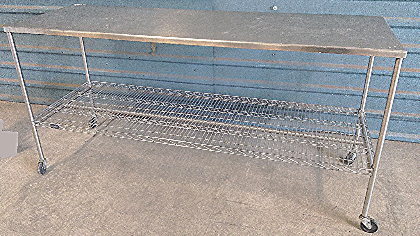 NEXEL STAINLESS STEEL PREP TABLE SHELF ON WHEELS 6ftw x 24"d x 35h KITCHEN RESTA