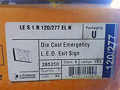 LITHONIA LIGHTING EXTREME LED EMERGENCY EXIT ALL CONDITION SIGN SERIESLVS120/277