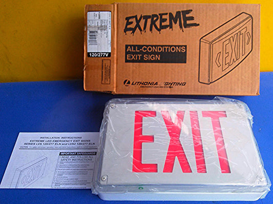 LITHONIA LIGHTING EXTREME LED EMERGENCY EXIT ALL CONDITION SIGN SERIESLVS120/277