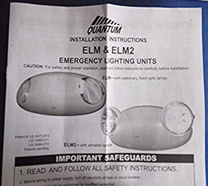 LITHONIA LIGHTING ADJUSTABLE OPTICS EMERGENCY UNIT ELM2