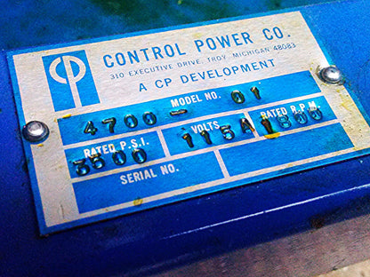 CONTROL POWER 4700 HIGH PRESSURE LUBRICATION SYSTEM PUMPING STATION 5000 PSI