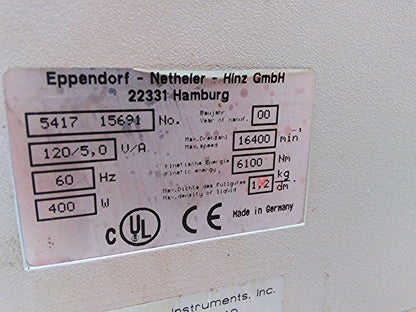 GREAT EPPENDORF CENTRIFUGE 5417C with GE 034 ROTOR WORKS PERFECTLY!!! LAB CLINIC