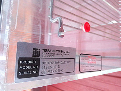 19 d X 24 w X 60 h TERRA UNIVERSAL DISSECATOR CABINET DRY BOX Model 1943-00-1