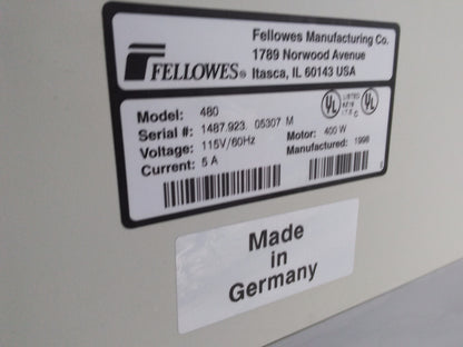 FELLOWES POWERSHRED 480 StripCut Industrial 16" CUT German Paper Shredder OFFICE