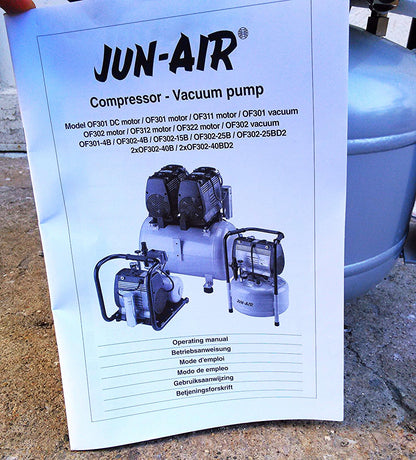 GAST JUN-AIR OF302 COMPRESSOR 25L DENTAL MEDICAL INDUSTRIAL MANUAL NORGREN REGUL