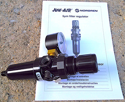 GAST JUN-AIR OF302 COMPRESSOR 25L DENTAL MEDICAL INDUSTRIAL MANUAL NORGREN REGUL