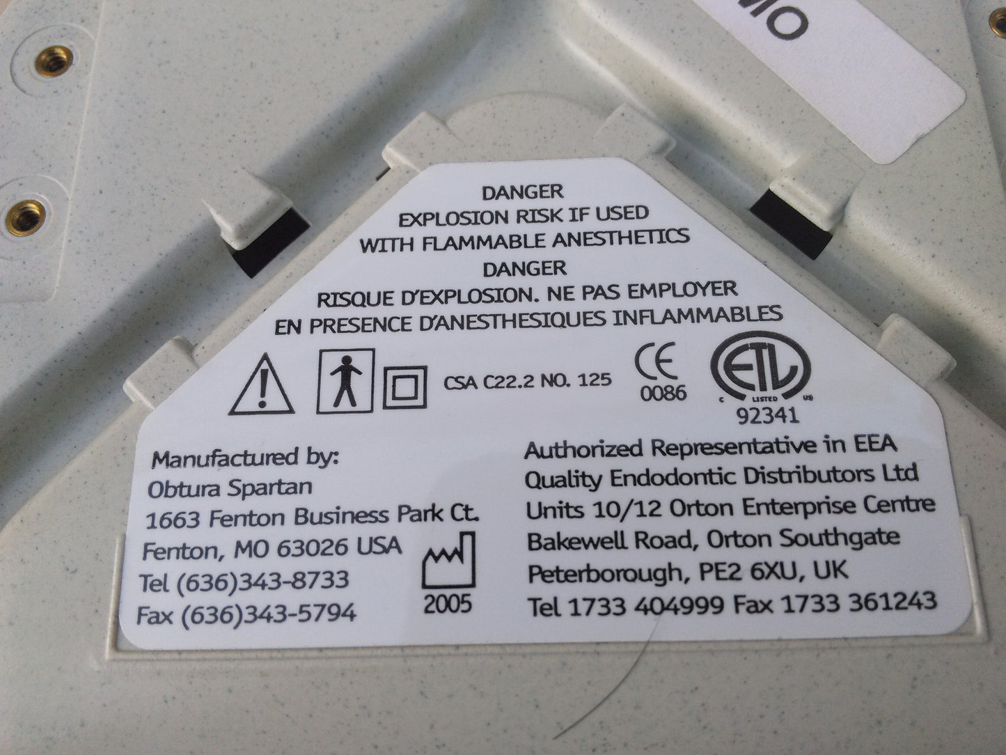 OBTURA HEATED GUTTA PERCHA SYSTEM Model 823-700 for ROOT CANAL DENTAL PROCEDURE