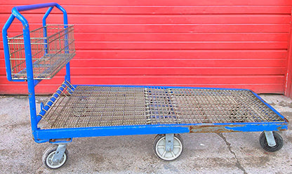 HEAVY DUTY LONG CART MESH & CASTERS 60" long x 32" wide