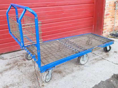 HEAVY DUTY LONG CART MESH & CASTERS 60" long x 32" wide