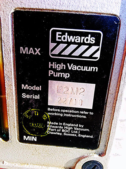 EDWARDS 2 TWO STAGE E2M2 Rotary Vane Dual Stage Mechanical Vacuum Pump WATCHVIDE