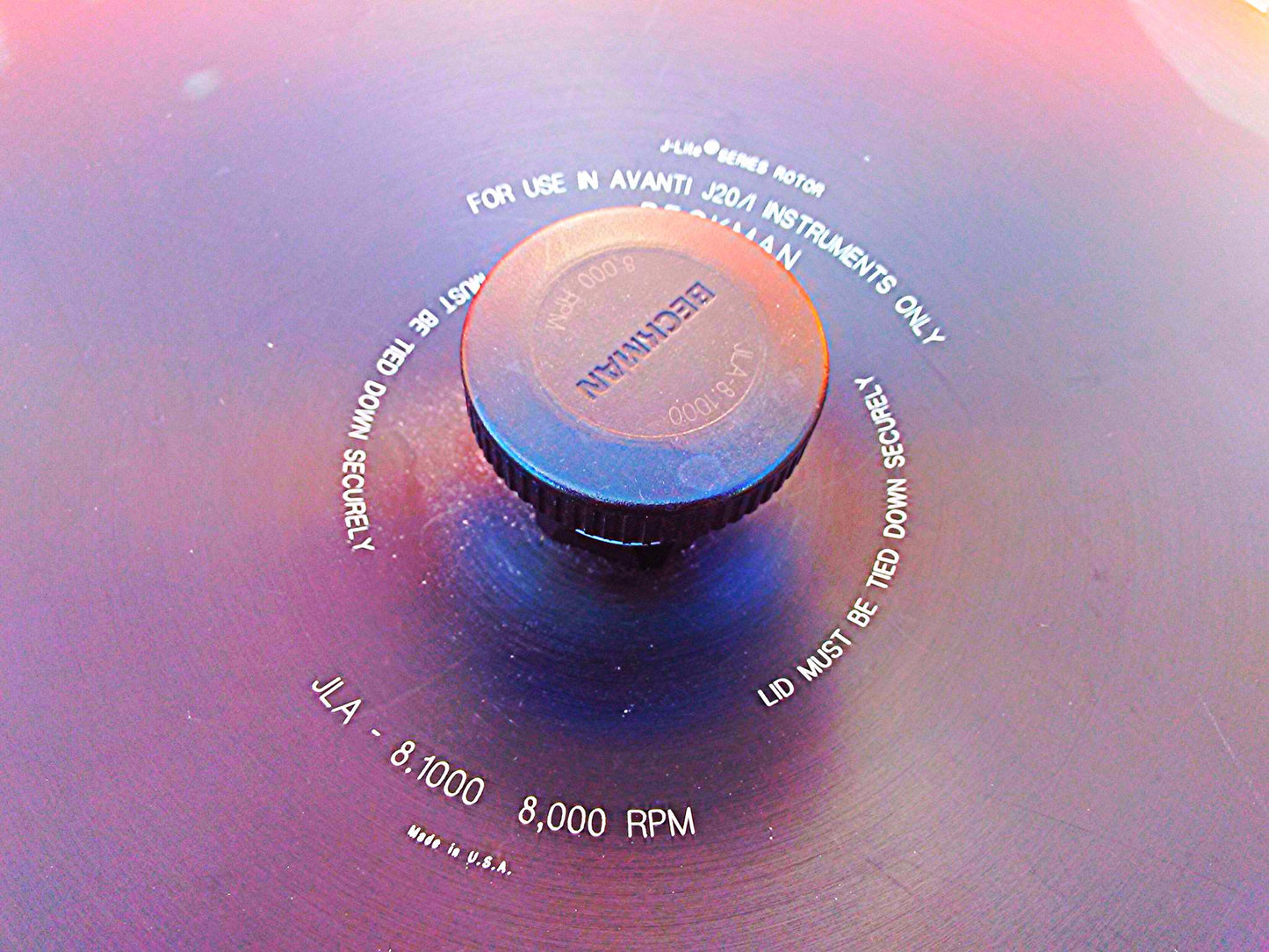 BECKMAN J-LITE JLA-8 8000 RPM 6 Liter CANISTER ROTOR AVANTI J20/i CENTRIFUGE