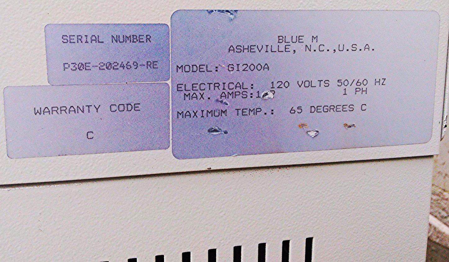 BLUE M CONVECTION INCUBATOR STABILTHERM DRY TYPE BACTERIOLOGICAL LINDBERG GI200A