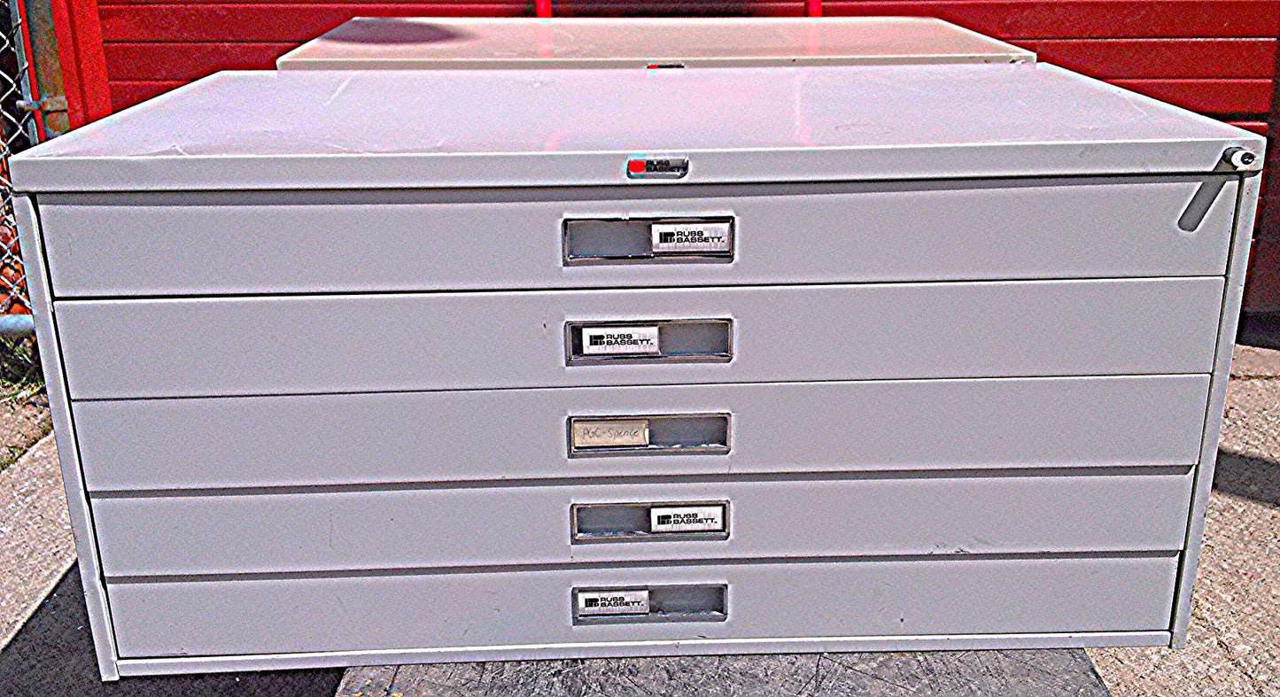 RUSS BASSETT 10 DRAWER STEEL MAP FILE 43" Wide x 22" 1/2' Deep FREE BusinessShip