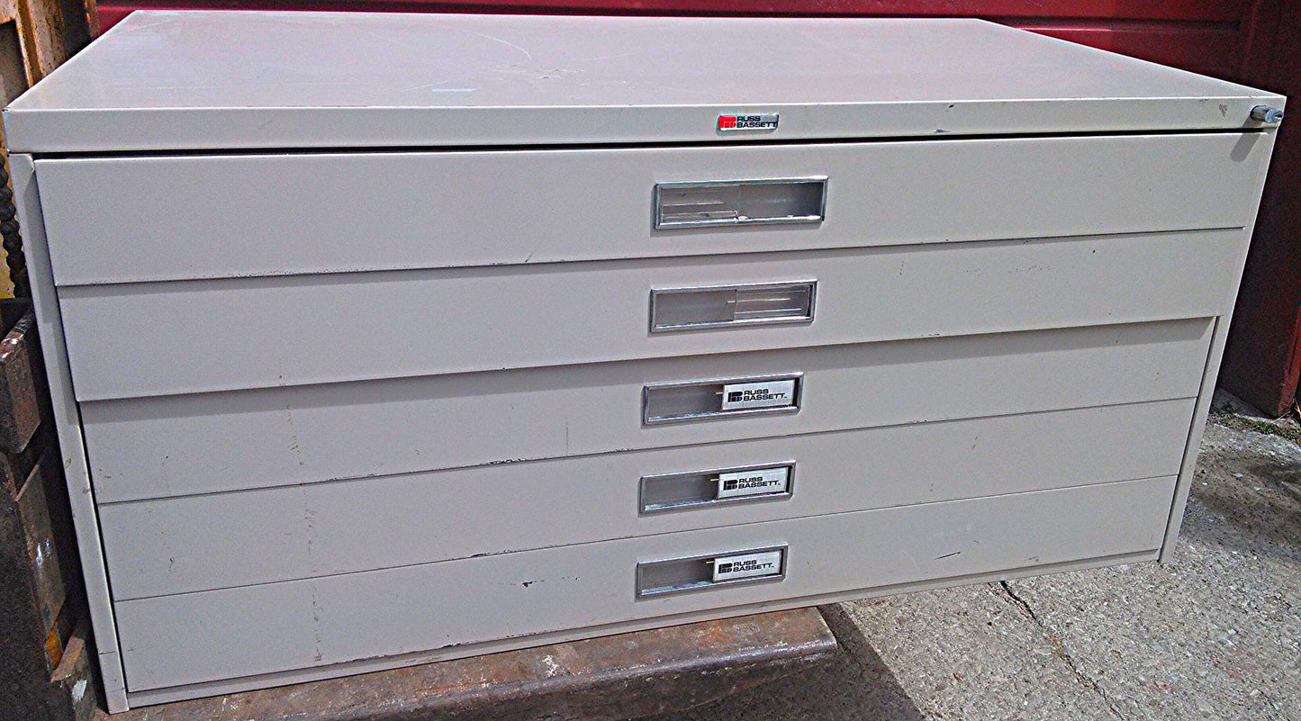 RUSS BASSETT 10 DRAWER STEEL MAP FILE 43" Wide x 22" 1/2' Deep FREE BusinessShip
