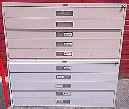 RUSS BASSETT 10 DRAWER STEEL MAP FILE 43" Wide x 22" 1/2' Deep FREE BusinessShip