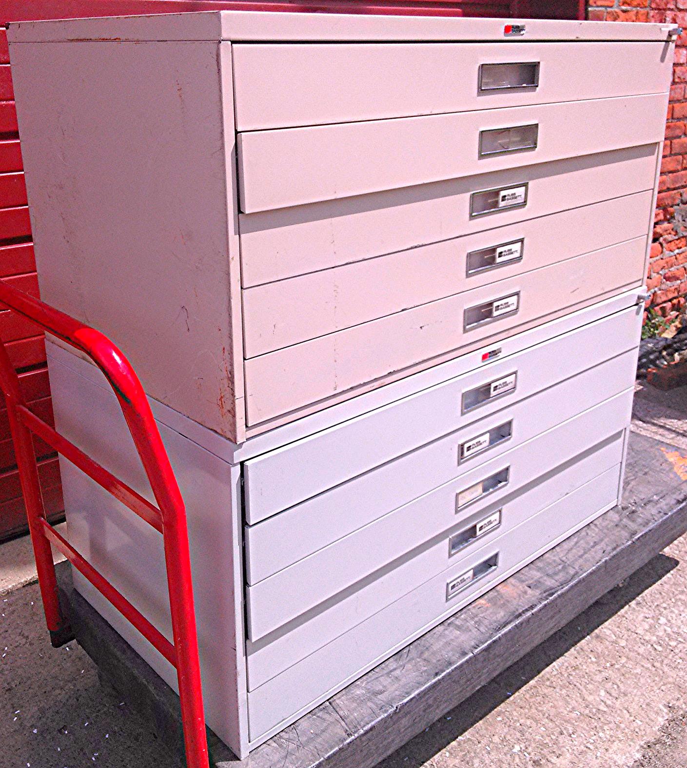 RUSS BASSETT 10 DRAWER STEEL MAP FILE 43" Wide x 22" 1/2' Deep FREE BusinessShip