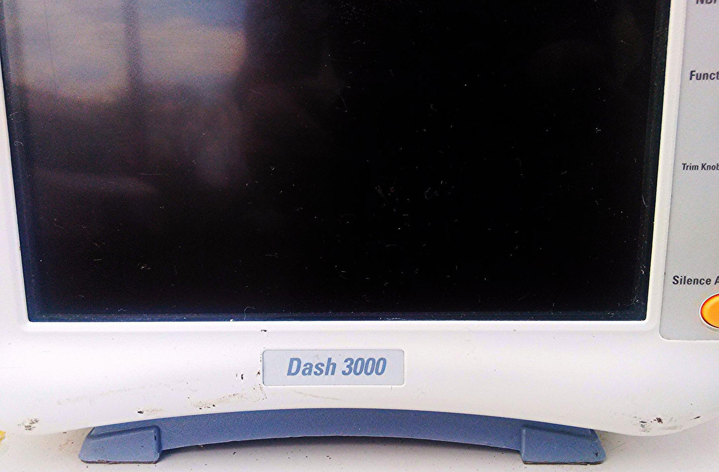 GE DASH 3000 Color Monitor ECG SPO2 Temperature CO NIBP
