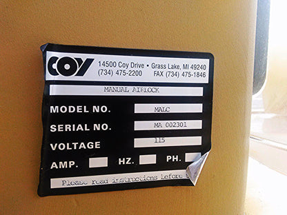 COY LAB VINYL MALC ANAEROBIC CHAMBER GLOVE BOX HOOD COMPLETE L@@K!!!