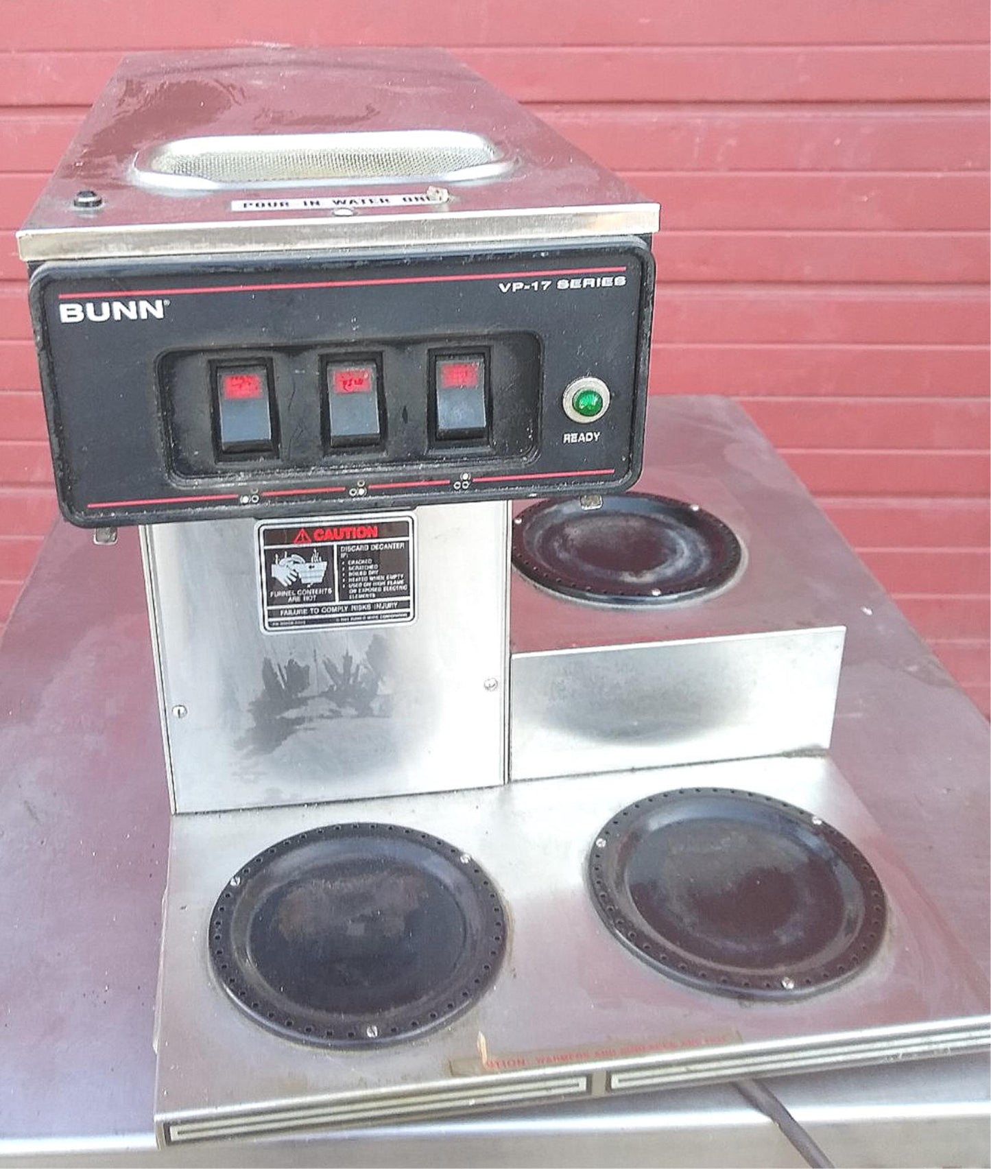 BUNN-O-MATIC 3 WARMER POUR OVER COFFEE BREWER MODEL UP17-3 FREE SHIPPING