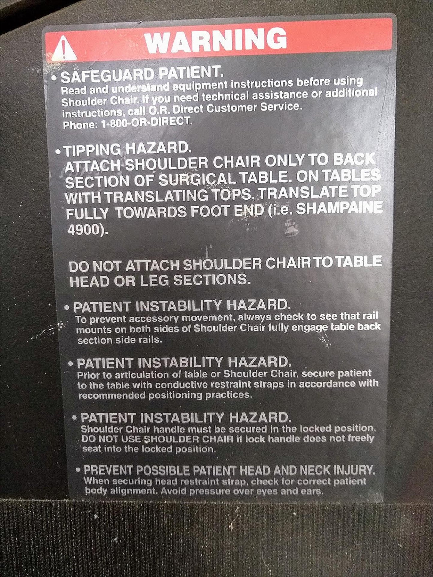 ALLEN MEDICAL® SHAMPAINE BEACH COUNTER TRACTION BRACE CHAIR SHOULDER POSITIONER