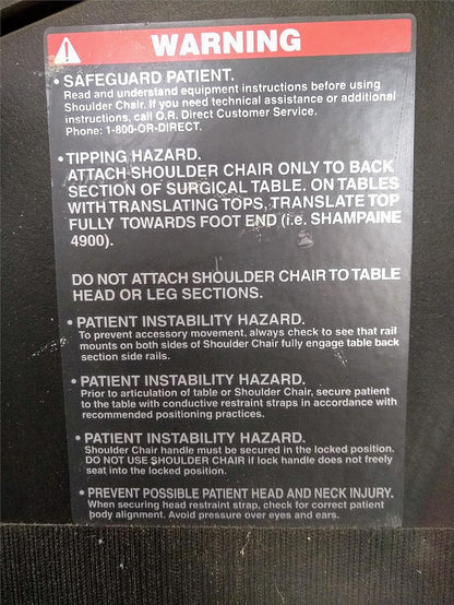 ALLEN MEDICAL® SHAMPAINE BEACH COUNTER TRACTION BRACE CHAIR SHOULDER POSITIONER