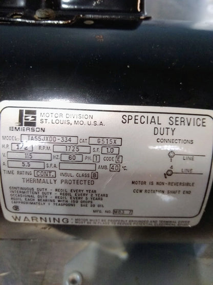 GAST 0870-P108A VACUUM PUMP EMERSON TA55JXDD-334 CAT G515X MOTOR FREE SHIPPING