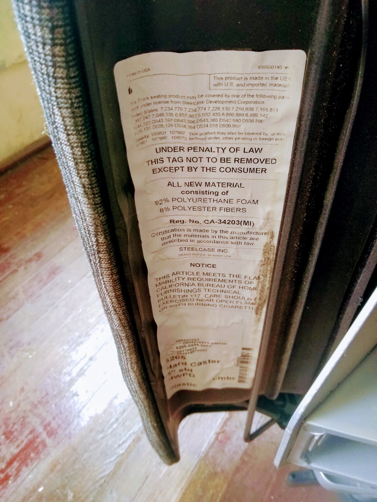 STEELCASE THINK FABRIC FULLY ADJUSTABLE CHAIR 5205 FREE SHIPPING