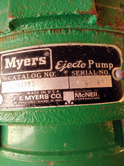 MYERS HJ 33S DEEP WELL WATER CONVERTIBLE EJECTOPUMP FREE SHIPPING