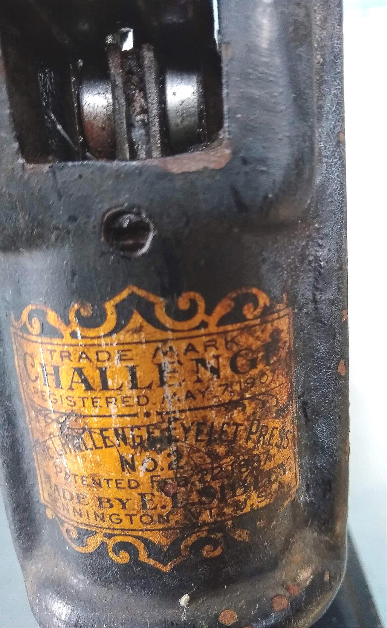 VINTAGE 1887 CHALLENGE EYELET PRESS NUMBER 2 PUNCH by E. L. SIBLEY FREE SHIPPING